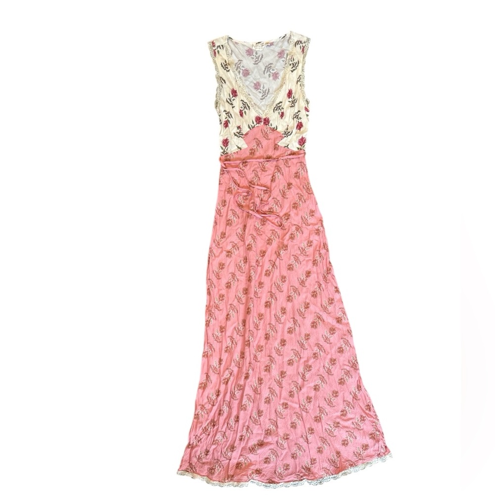VRG GRL Floral Pink and Cream Maxi Dress